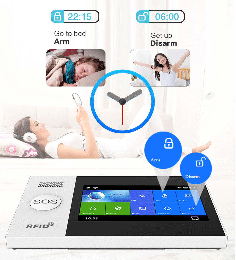 Tuya Touch Screen Burglar Kit Wifi Smart Home Security House Wireless Gsm Alarm System